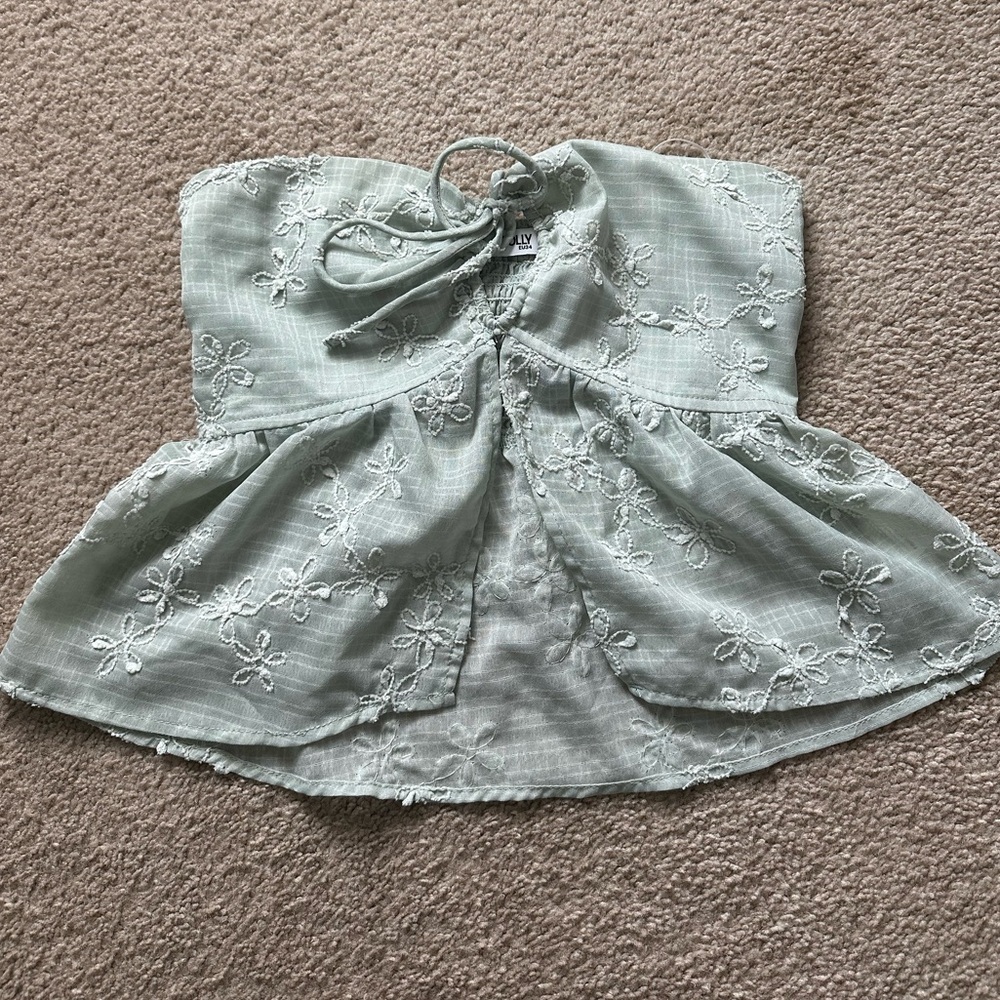 Princess Polly ROSENBERG STRAPLESS TOP GREEN - Picture 2 of 5